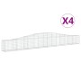 Cestas de gaviones 4 uds forma de arco hierro 400x30x40/60 cm