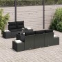 Conjunto de sofá de jardín 6 pcs Negro Poliratán