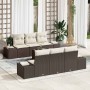 Conjunto de sofá de jardín 7 pcs Marrón Poliratán