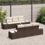 Conjunto de sofá de jardín 7 pcs Marrón Poliratán