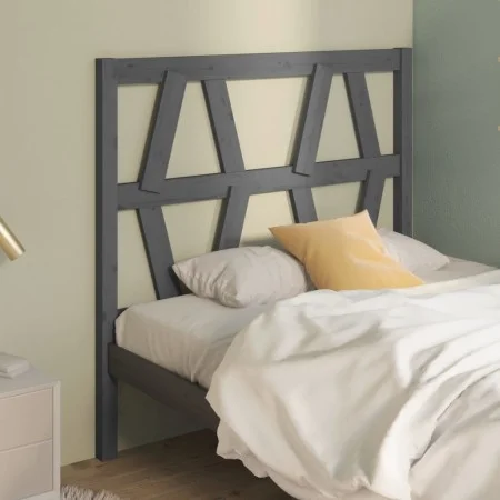 Solid gray pine wood bed headboard 96x4x100 cm by vidaXL, Headboards and footboards - Ref: Foro24-818602, Price: 23,23 €, Dis...