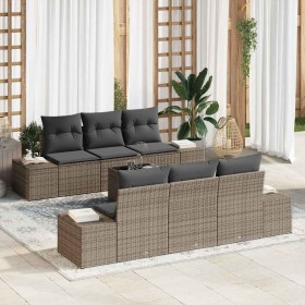 Conjunto de sofá de jardín 7 pcs Gris Poliratán