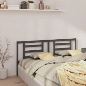 Cabecero de cama madera maciza de pino gris 206x4x100 cm de vidaXL, Cabeceros y pies de cama - Ref: Foro24-818842, Precio: 36...