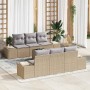 Conjunto de sofá de jardín 7 pcs Beige Poliratán