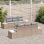 Conjunto de sofá de jardín 7 pcs Beige Poliratán