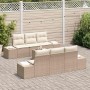 Conjunto de sofá de jardín 7 pcs Beige Poliratán