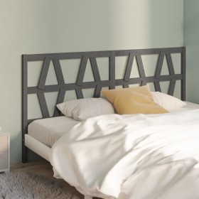 Cabecero de cama madera maciza de pino gris 206x4x100 cm de vidaXL, Cabeceros y pies de cama - Ref: Foro24-818642, Precio: 43...