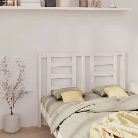 Solid white pine wood bed headboard 126x4x100 cm by vidaXL, Headboards and footboards - Ref: Foro24-818811, Price: 43,92 €, D...