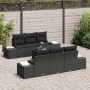 Conjunto de sofá de jardín 7 pcs Negro Poliratán