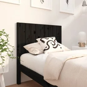 Solid black pine wood bed headboard 95.5x4x100 cm by vidaXL, Headboards and footboards - Ref: Foro24-818854, Price: 30,07 €, ...