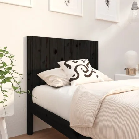 Cabecero de cama madera maciza de pino negro 95,5x4x100 cm de vidaXL, Cabeceros y pies de cama - Ref: Foro24-818854, Precio: ...
