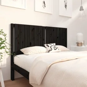 Solid black pine wood bed headboard 145.5x4x100 cm by vidaXL, Headboards and footboards - Ref: Foro24-818874, Price: 38,27 €,...