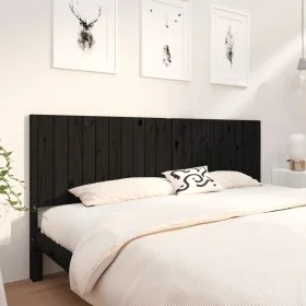 Solid black pine wood bed headboard 205.5x4x100 cm by vidaXL, Headboards and footboards - Ref: Foro24-818894, Price: 51,68 €,...