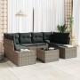 Conjunto de sofá de jardín 7 pcs Gris Poliratán