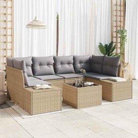 Conjunto de sofá de jardín 7 pcs Beige Poliratán