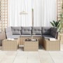 Conjunto de sofá de jardín 7 pcs Beige Poliratán