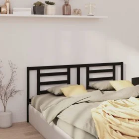 Solid black pine wood bed headboard 206x4x100 cm by vidaXL, Headboards and footboards - Ref: Foro24-818844, Price: 36,91 €, D...