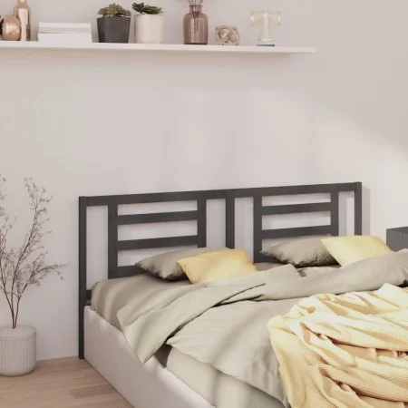 Cabecero de cama madera maciza de pino gris 166x4x100 cm de vidaXL, Cabeceros y pies de cama - Ref: Foro24-818832, Precio: 32...