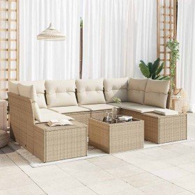 Conjunto de sofá de jardín 7 pcs Beige Poliratán