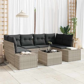 Conjunto de sofá de jardín 7 pcs Gris Claro Poliratán