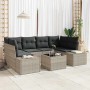 Conjunto de sofá de jardín 7 pcs Gris Claro Poliratán