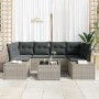 Conjunto de sofá de jardín 7 pcs Gris Claro Poliratán