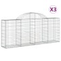 Cestas de gaviones 3 uds forma de arco hierro 200x30x80/100 cm