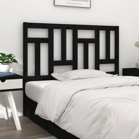 Solid black pine wood bed headboard 205.5x4x100 cm by vidaXL, Headboards and footboards - Ref: Foro24-818994, Price: 40,11 €,...