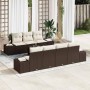 Conjunto de sofá de jardín 8 pcs Marrón Poliratán