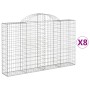 Cestas de gaviones 8 uds forma de arco hierro 200x30x120/140 cm
