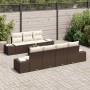 Conjunto de sofá de jardín 8 pcs Marrón Poliratán