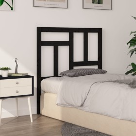 Solid black pine wood bed headboard 80.5x4x100 cm by vidaXL, Headboards and footboards - Ref: Foro24-818949, Price: 22,52 €, ...