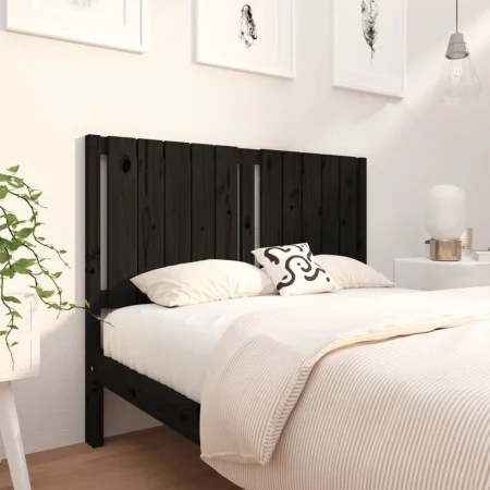 Solid black pine wood bed headboard 125.5x4x100 cm by vidaXL, Headboards and footboards - Ref: Foro24-818864, Price: 35,54 €,...