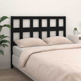 Solid black pine wood bed headboard 145.5x4x100 cm by vidaXL, Headboards and footboards - Ref: Foro24-818924, Price: 38,36 €,...
