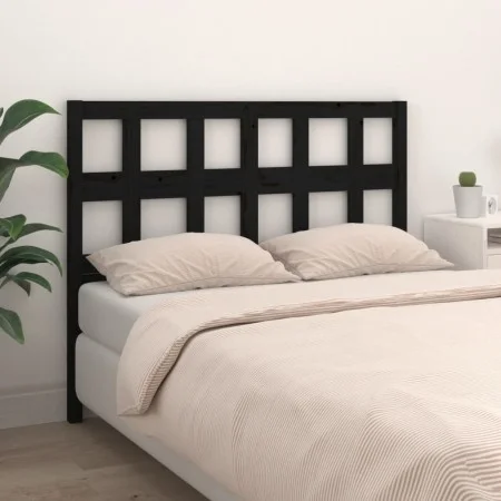 Solid black pine wood bed headboard 145.5x4x100 cm by vidaXL, Headboards and footboards - Ref: Foro24-818924, Price: 37,96 €,...