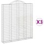 Cestas de gaviones 3 uds forma de arco hierro 200x30x220/240 cm