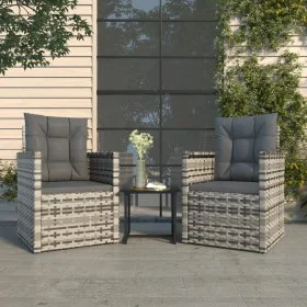 Garden furniture with cushions 3 pieces gray synthetic rattan by vidaXL, Garden sets - Ref: Foro24-319193, Price: 152,16 €, D...