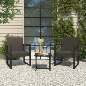 3-piece garden furniture set and black synthetic rattan cushions by vidaXL, Outdoor sofas - Ref: Foro24-319198, Price: 122,44...