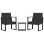 3-teiliges Gartenmöbel-Set und schwarze synthetische Rattankissen von vidaXL, Outdoor-Sofas - Ref: Foro24-319198, Preis: 122,...