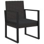 3-piece garden furniture set and black synthetic rattan cushions by vidaXL, Outdoor sofas - Ref: Foro24-319198, Price: 124,55...