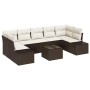 Conjunto de sofá de jardín 8 pcs Marrón Poliratán