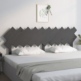 Cabecero de cama madera maciza de pino gris 196x3x80,5 cm
