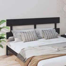 Solid black pine wood bed headboard 204x3x81 cm by vidaXL, Headboards and footboards - Ref: Foro24-819094, Price: 32,80 €, Di...