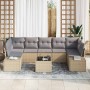 Conjunto de sofá de jardín 8 pcs Beige Poliratán