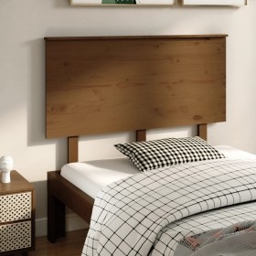 Cabecero de cama madera maciza de pino marrón miel 124x6x82,5cm