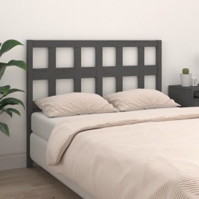 Cabecero de cama madera maciza de pino gris 165,5x4x100 cm