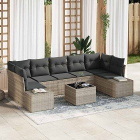 Conjunto de sofá de jardín 8 pcs Gris Claro Poliratán