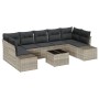 Conjunto de sofá de jardín 8 pcs Gris Claro Poliratán