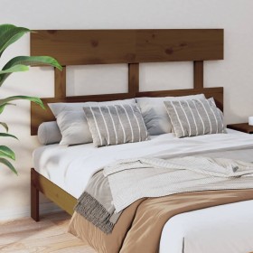 Cabecero de cama madera maciza de pino marrón miel 144x3x81 cm