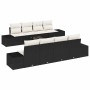 Conjunto de sofá de jardín 7 pcs Negro y crema 55 x 55 x 37 cm